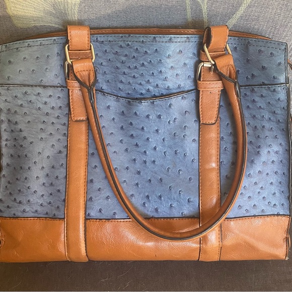 Faux ostrich blue tote - Picture 4 of 4